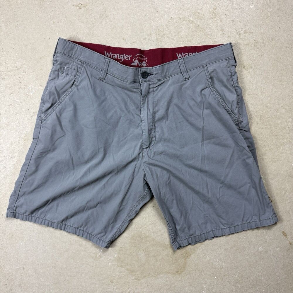 Wrangler Outdoor Stretch Chino Shorts Men’s 36 Gray Blue Hiking Casual